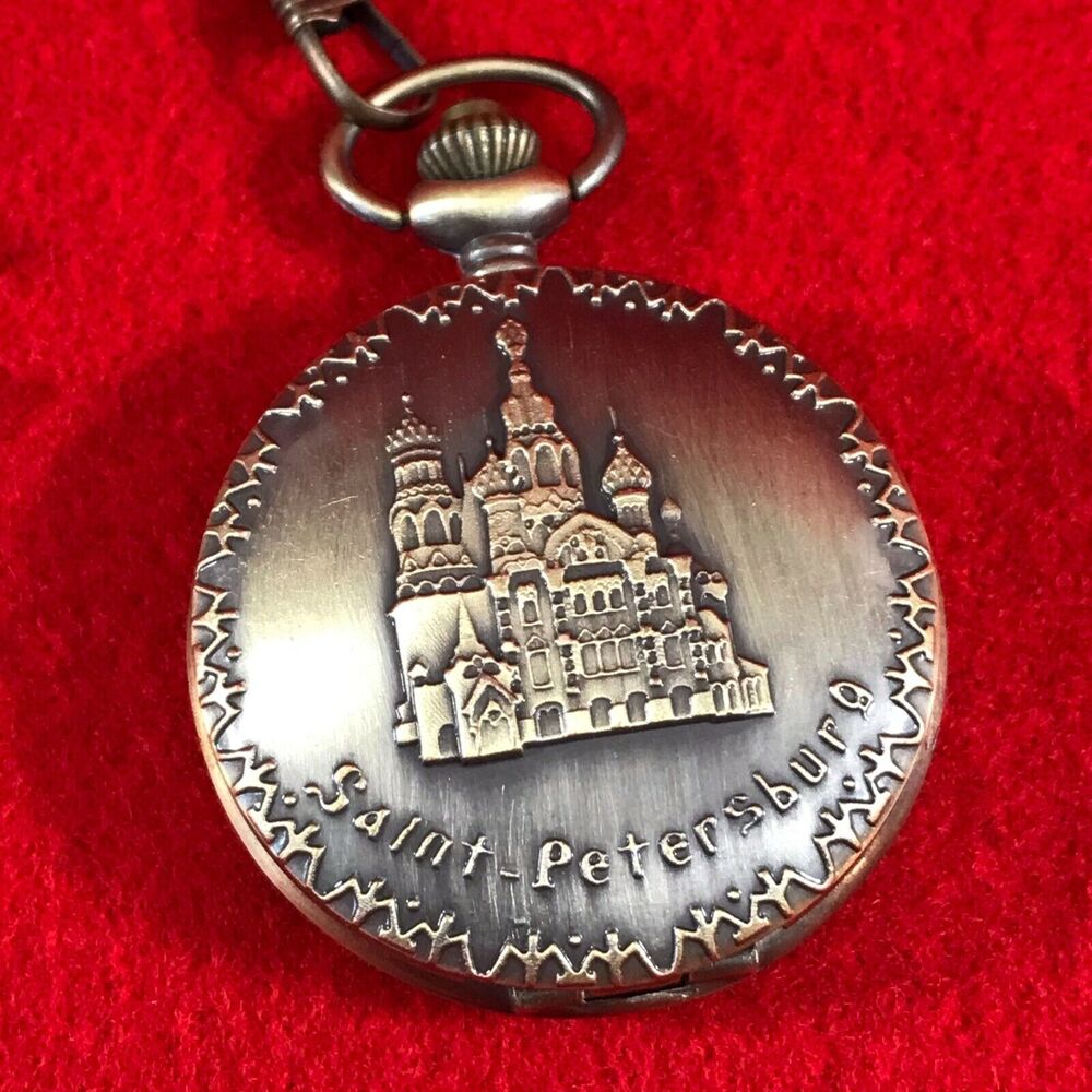 Sun-on Men's Quartz Saint Petersburg Embossed Pocket Watch Christmas